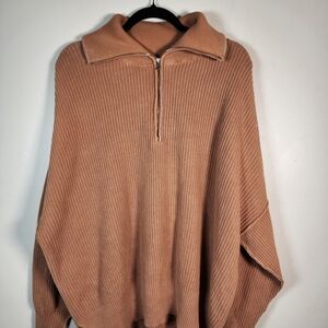 Aerie Men's Camel Zip-Up Sweater